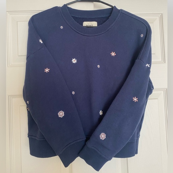 Madewell Floral Embroidered Navy Blue Sweater - Picture 2 of 4